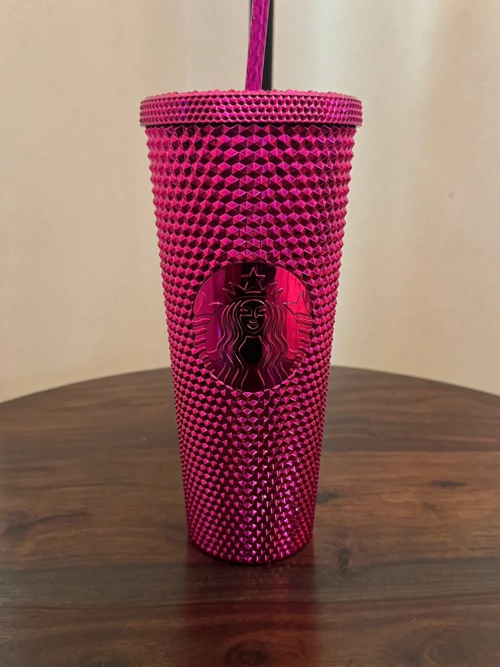 Starbucks Metallic Hot Pink Studded Tumbler with Straw